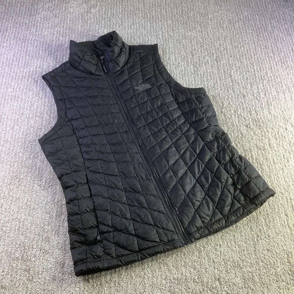 The North Face Womens Thermoball Quilted Puffer Insulated Vest Black Size Medium